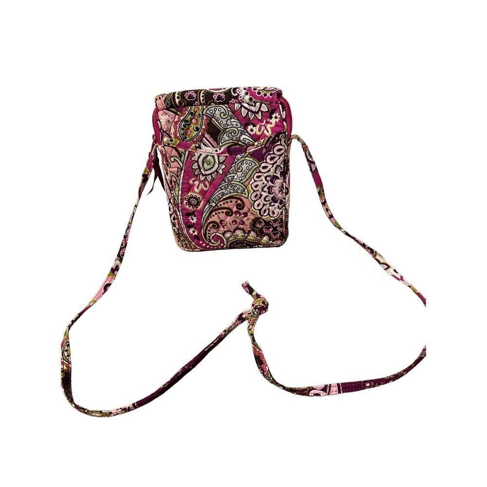 Beautiful Vera Bradley Mini Hipster Crossbody Purse Paisley Pink Very Berry Good - Picture 3 of 5